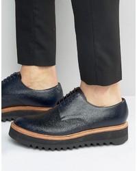 Темно-синие кожаные туфли дерби от Grenson
