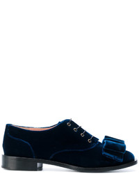 Темно-синие кожаные туфли на шнуровке