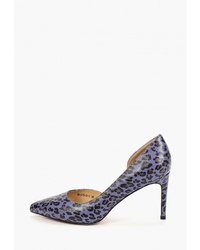 Темно-синие кожаные туфли с леопардовым принтом от OShade