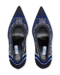 Темно-синие кожаные туфли с принтом от Prada