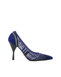 Темно-синие кожаные туфли с принтом от Prada