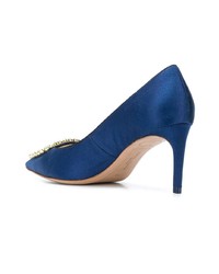 Темно-синие кожаные туфли с украшением от Sophia Webster