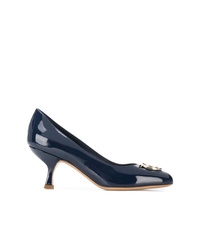 Темно-синие кожаные туфли с украшением от Salvatore Ferragamo