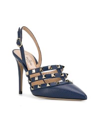 Темно-синие кожаные туфли с шипами от Valentino