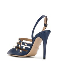Темно-синие кожаные туфли с шипами от Valentino