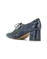 Темно-синие кожаные туфли со змеиным рисунком от Lenora