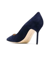 Темно-синие кожаные туфли от Manolo Blahnik