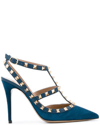Темно-синие кожаные туфли от Valentino