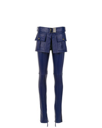 Темно-синие кожаные узкие брюки от Andrea Bogosian
