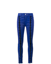 Темно-синие кожаные узкие брюки от Filles a papa