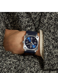 Мужские темно-синие кожаные часы от Bell & Ross