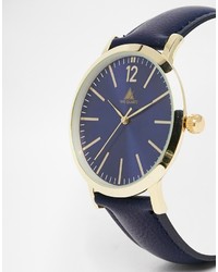 Мужские темно-синие кожаные часы от Asos
