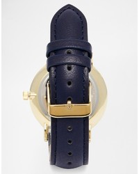 Мужские темно-синие кожаные часы от Asos
