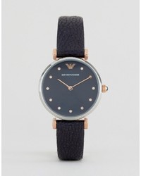 Женские темно-синие кожаные часы от Emporio Armani