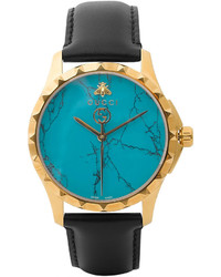 Мужские темно-синие кожаные часы от Gucci