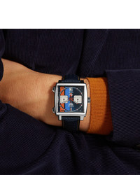Мужские темно-синие кожаные часы от Tag Heuer
