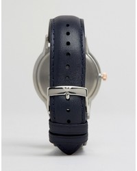 Мужские темно-синие кожаные часы от Emporio Armani