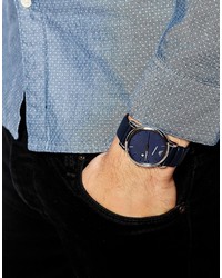 Мужские темно-синие кожаные часы от Emporio Armani