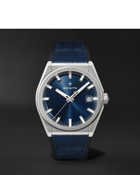 Мужские темно-синие кожаные часы от Zenith