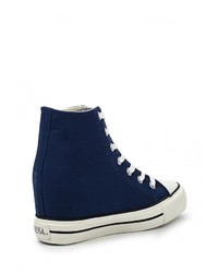 Темно-синие кроссовки на танкетке от Annalisa