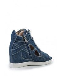 Темно-синие кроссовки на танкетке от Keddo