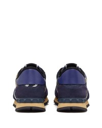Мужские темно-синие кроссовки с камуфляжным принтом от Valentino Garavani