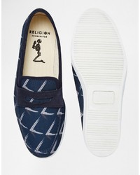 Мужские темно-синие лоферы от Religion