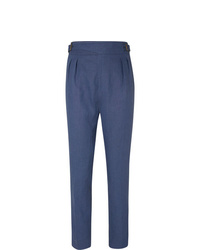 Темно-синие льняные брюки чинос от Anderson & Sheppard