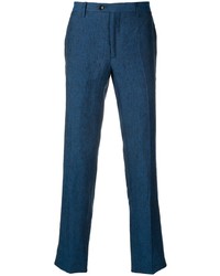 Темно-синие льняные брюки чинос от Etro