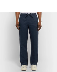 Темно-синие льняные брюки чинос от Orlebar Brown