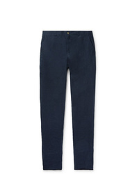 Мужские темно-синие льняные классические брюки от De Bonne Facture