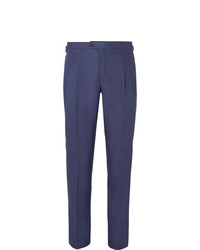 Мужские темно-синие льняные классические брюки от Thom Sweeney