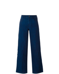 Темно-синие льняные широкие брюки от Simon Miller