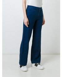 Темно-синие льняные широкие брюки от Simon Miller