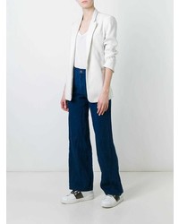 Темно-синие льняные широкие брюки от Simon Miller