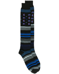 Мужские темно-синие носки в горизонтальную полоску от Etro
