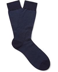 Мужские темно-синие носки в горизонтальную полоску от Pantherella