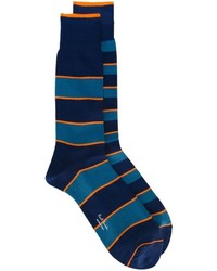 Мужские темно-синие носки в горизонтальную полоску от Paul Smith