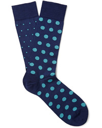 Мужские темно-синие носки в горошек