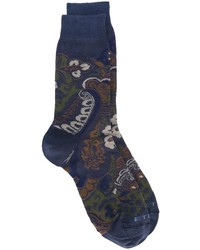Мужские темно-синие носки с принтом от Etro