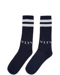 Мужские темно-синие носки с принтом от Valentino
