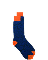 Мужские темно-синие носки с цветочным принтом от Etro