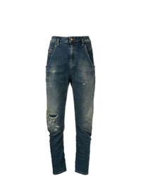 Темно-синие рваные джинсы-бойфренды от Diesel