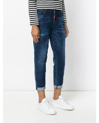 Темно-синие рваные джинсы-бойфренды от Dsquared2