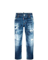 Темно-синие рваные джинсы-бойфренды от Dsquared2