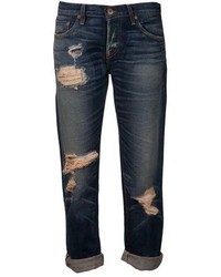 Темно-синие рваные джинсы-бойфренды от NSF