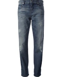 Темно-синие рваные джинсы-бойфренды от Roberto Cavalli