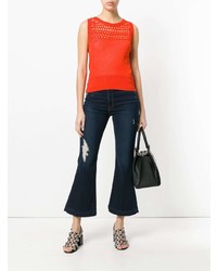 Темно-синие рваные джинсы-клеш от Frame Denim