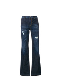 Темно-синие рваные джинсы-клеш от Dondup