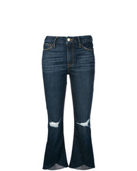 Темно-синие рваные джинсы-клеш от Frame Denim